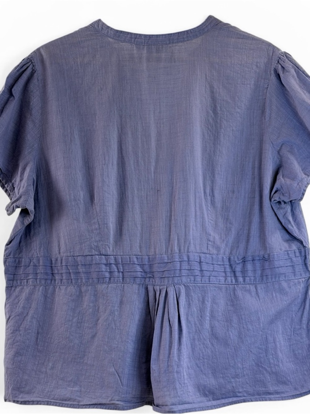 a.n.a Woman's Plus 2X Periwinkle Blue Button Front Pintuck Peplum Top - Picture 5 of 5